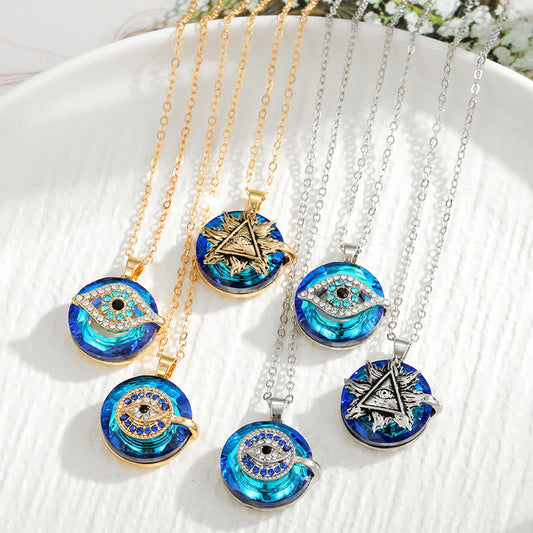 Sun Eye Pendant Necklace | Round Charm Chain Jewellery Gift Accessory-Women Accessory-Sasha Sydney