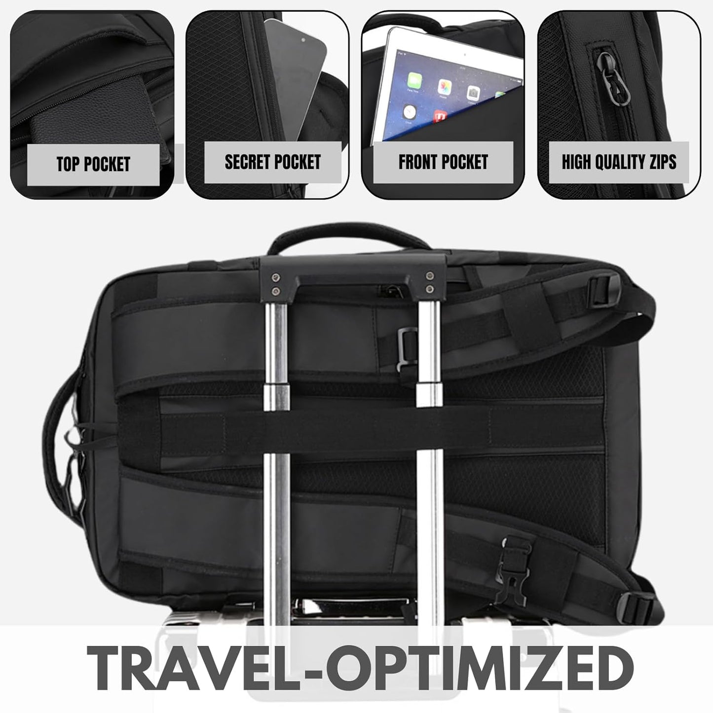 Travel Carry On Backpack | Multiple Compartments Side Handles Flight Travel-Backpack-Sasha Sydney