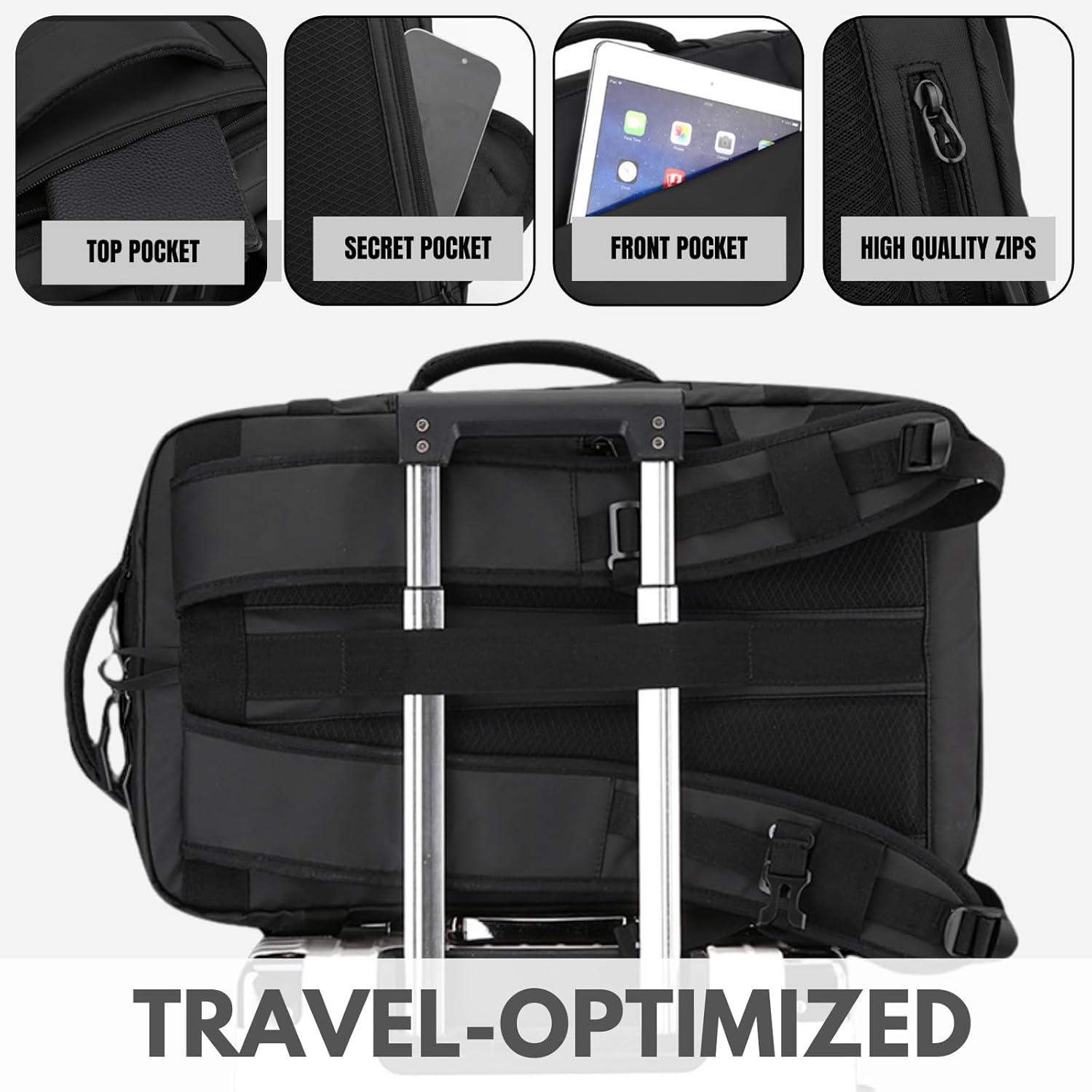 Travel Carry On Backpack | Multiple Compartments Side Handles Flight Travel-Backpack-Sasha Sydney