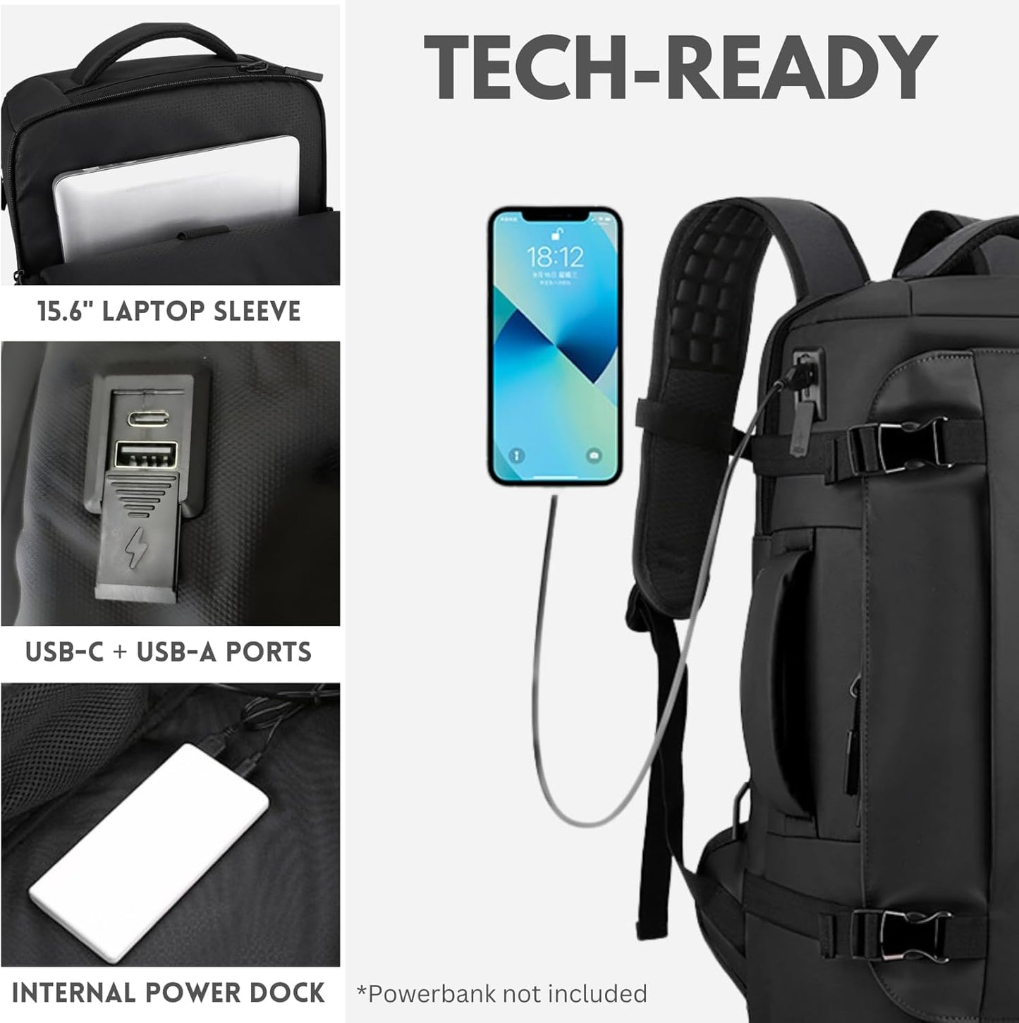 Travel Carry On Backpack | Multiple Compartments Side Handles Flight Travel-Backpack-Sasha Sydney