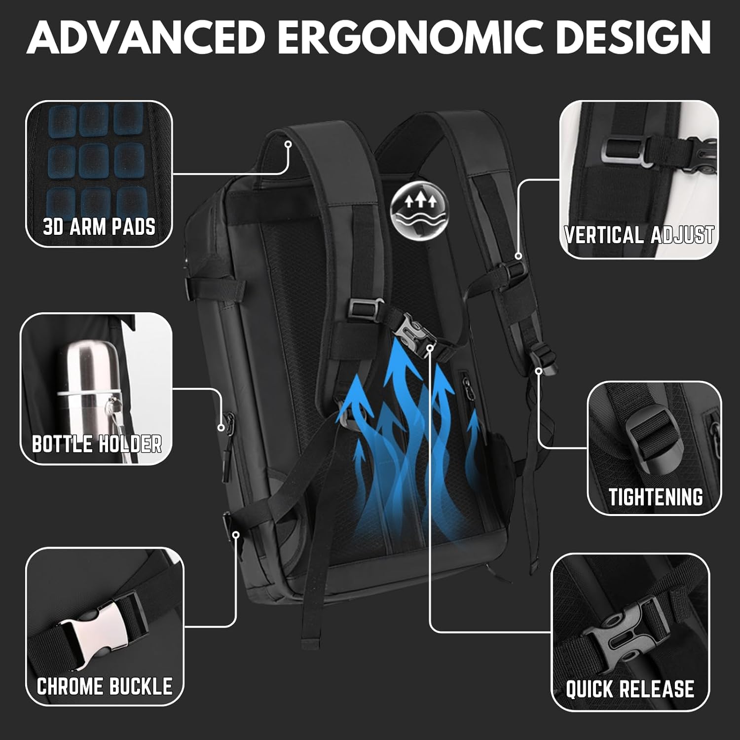 Travel Carry On Backpack | Multiple Compartments Side Handles Flight Travel-Backpack-Sasha Sydney