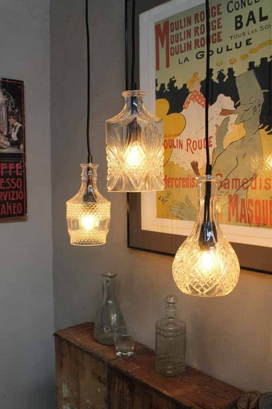 Vintage Glass Pendant Light | Bottle Shade Hanging Lighting-Ceiling Light-Sasha Sydney