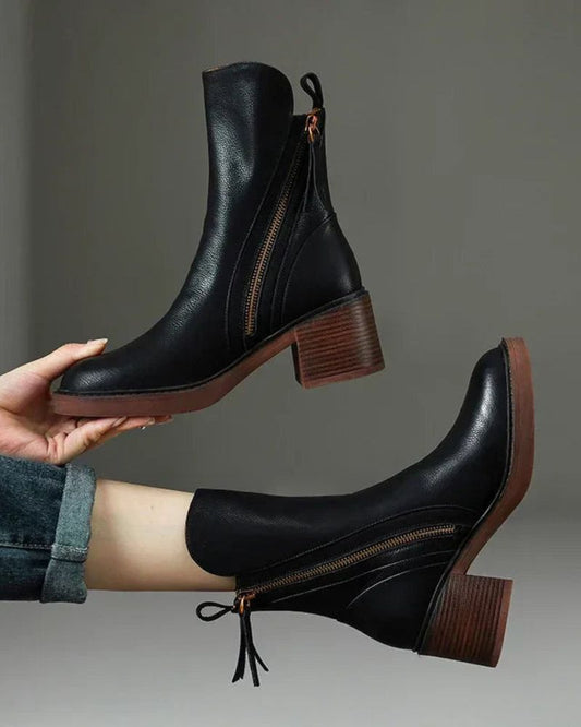 Women's Ankle Boots | Side Zip Block Heel Everyday Footwear-Women Shoes-Sasha Sydney