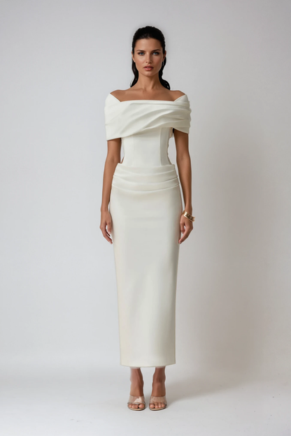 Off Shoulder Maxi Dress in Lightweight Fabric for Casual Summer Events
