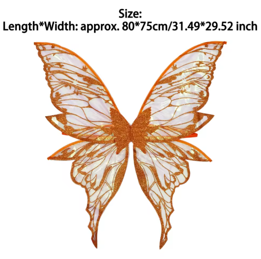 Women's Butterfly Print Costume Wings | Glitter Strap Dress Up