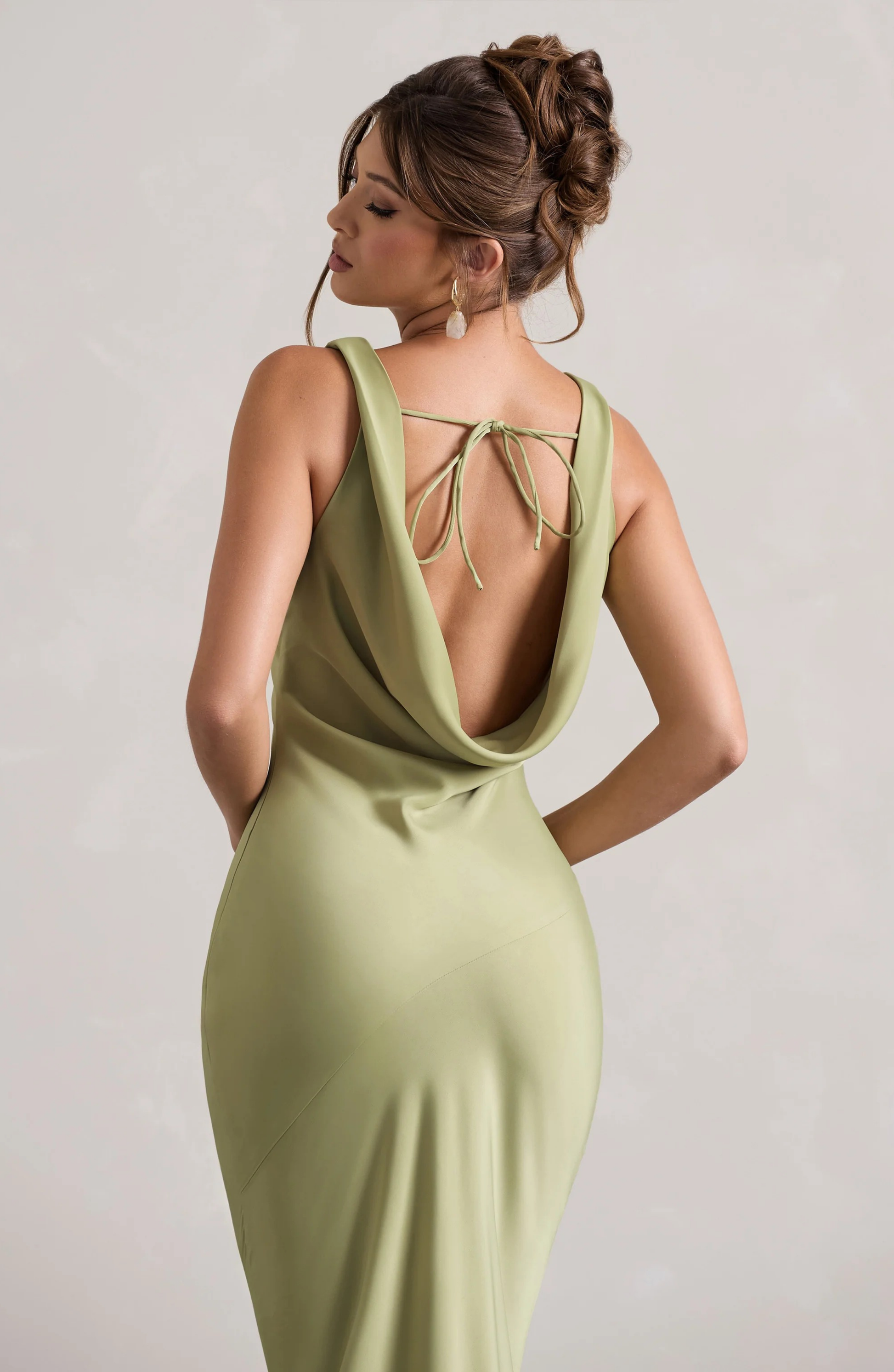 Satin Cowl Neck Maxi Dress for Evening Events and Formal Occasions - Image 6