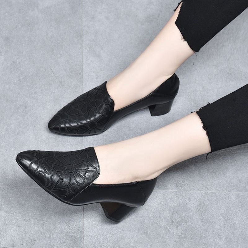 Broderyn | Elegant Floral Embossed Pumps - Image 3