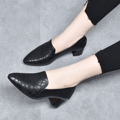 Broderyn | Elegant Floral Embossed Pumps - Image 3