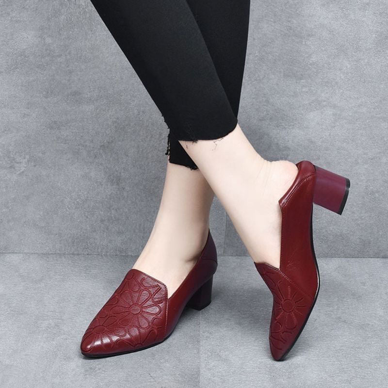 Broderyn | Elegant Floral Embossed Pumps - Image 4