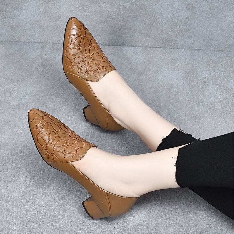 Broderyn | Elegant Floral Embossed Pumps - Image 5
