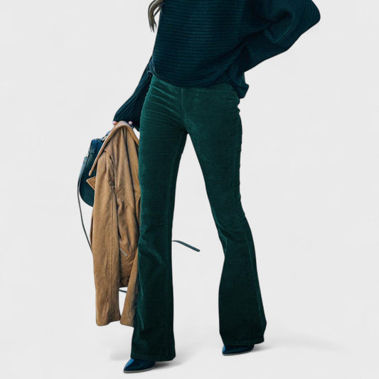 Women's Flared Trousers | High Waist Full Length Casual Wear-Women Pants-Sasha Sydney