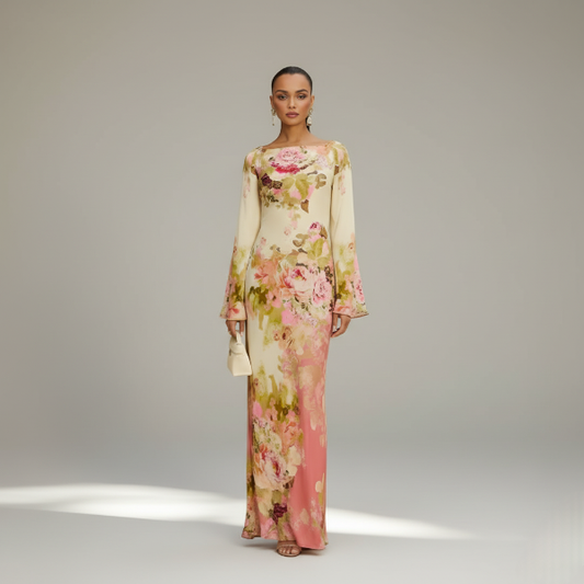 Long Sleeve Maxi Dress in Soft Fabric for Elegant Party Wear