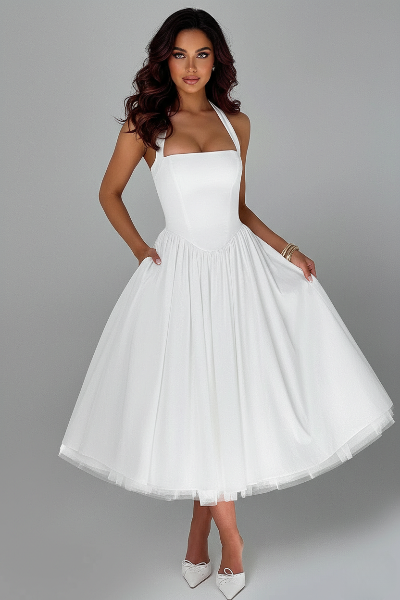 Wedding Guest Midi Dress - Elegant Esplendor Design in Soft Fabric for Formal Events