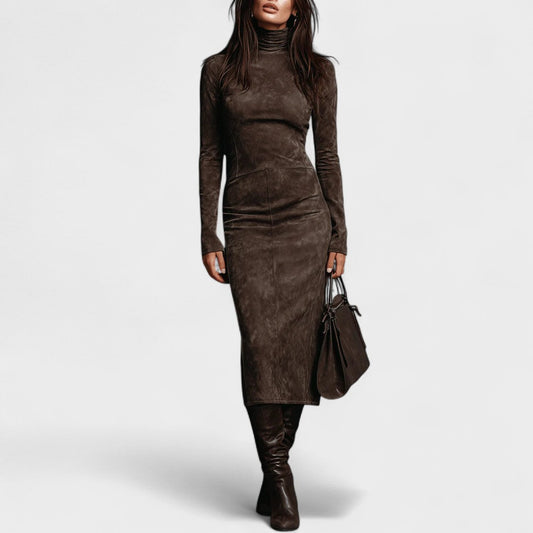Women's High Neck Midi Dress | Long Sleeve Fitted Occasion Wear-Women Dress-Sasha Sydney
