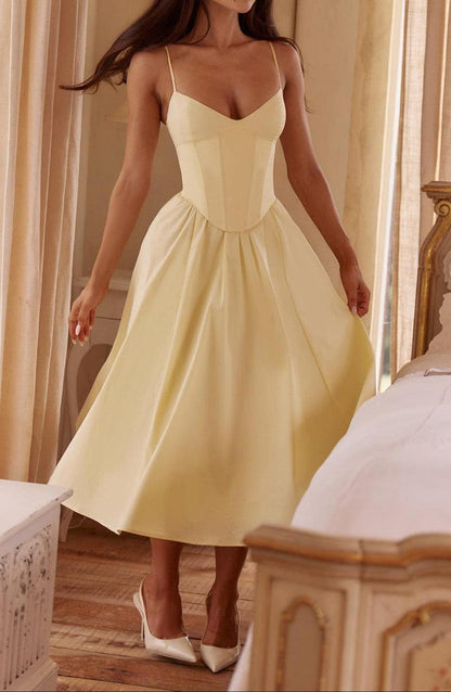 Lemon Midi Dress Women UK – Lightweight Fabric Garden Party Wedding Guest Cocktail Attire - Image 2