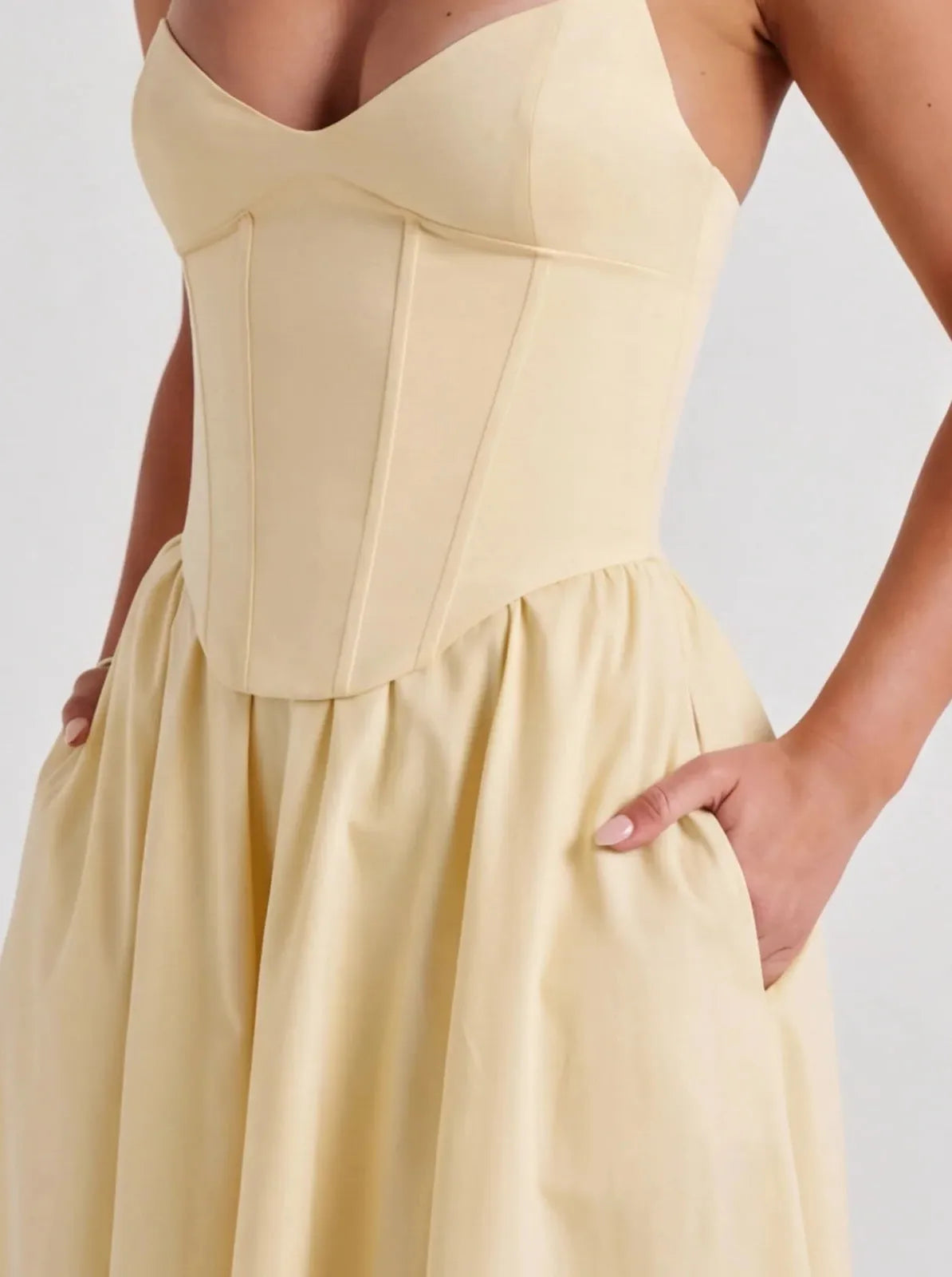 Lemon Midi Dress Women UK – Lightweight Fabric Garden Party Wedding Guest Cocktail Attire - Image 9