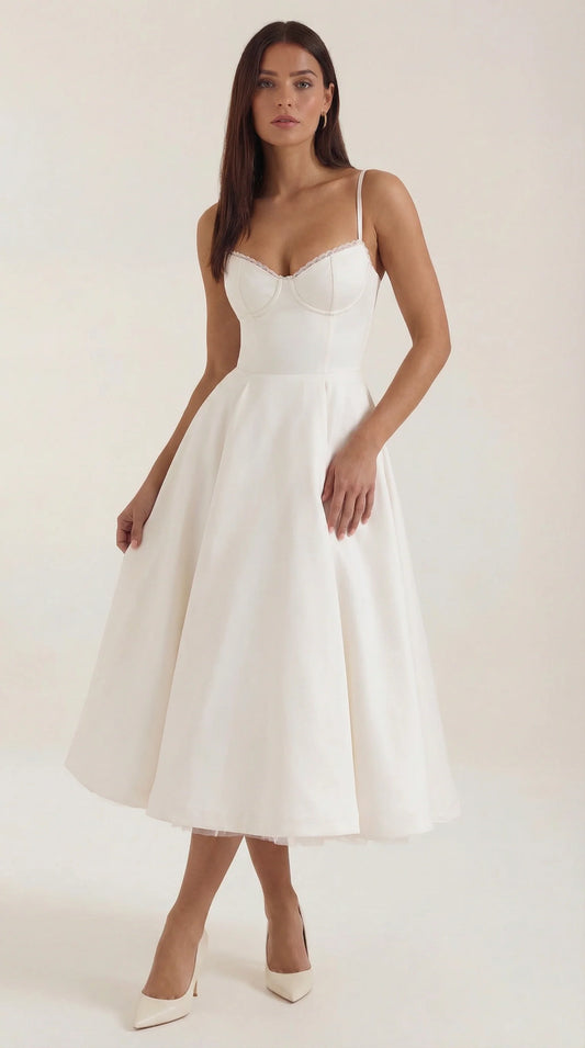 Women's Midi Dress | Sweetheart Neck Fit And Flare Bridal Shower Wear