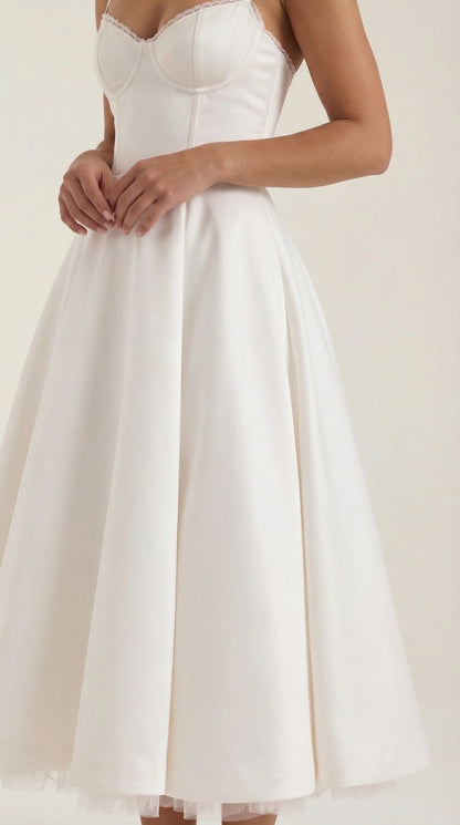Women's Midi Dress | Sweetheart Neck Fit And Flare Bridal Shower Wear