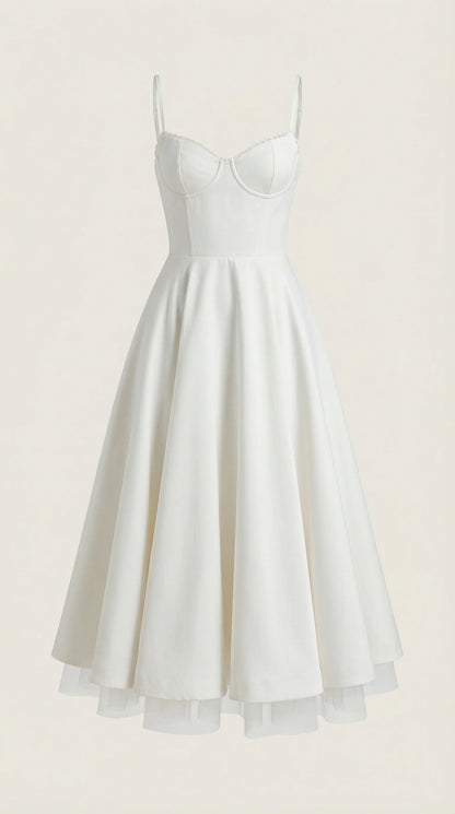 Women's Midi Dress | Sweetheart Neck Fit And Flare Bridal Shower Wear