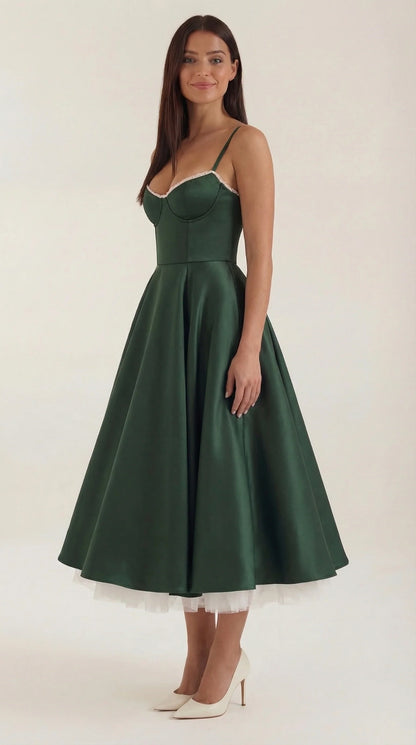 Women's Midi Dress | Sweetheart Neck Fit And Flare Bridal Shower Wear
