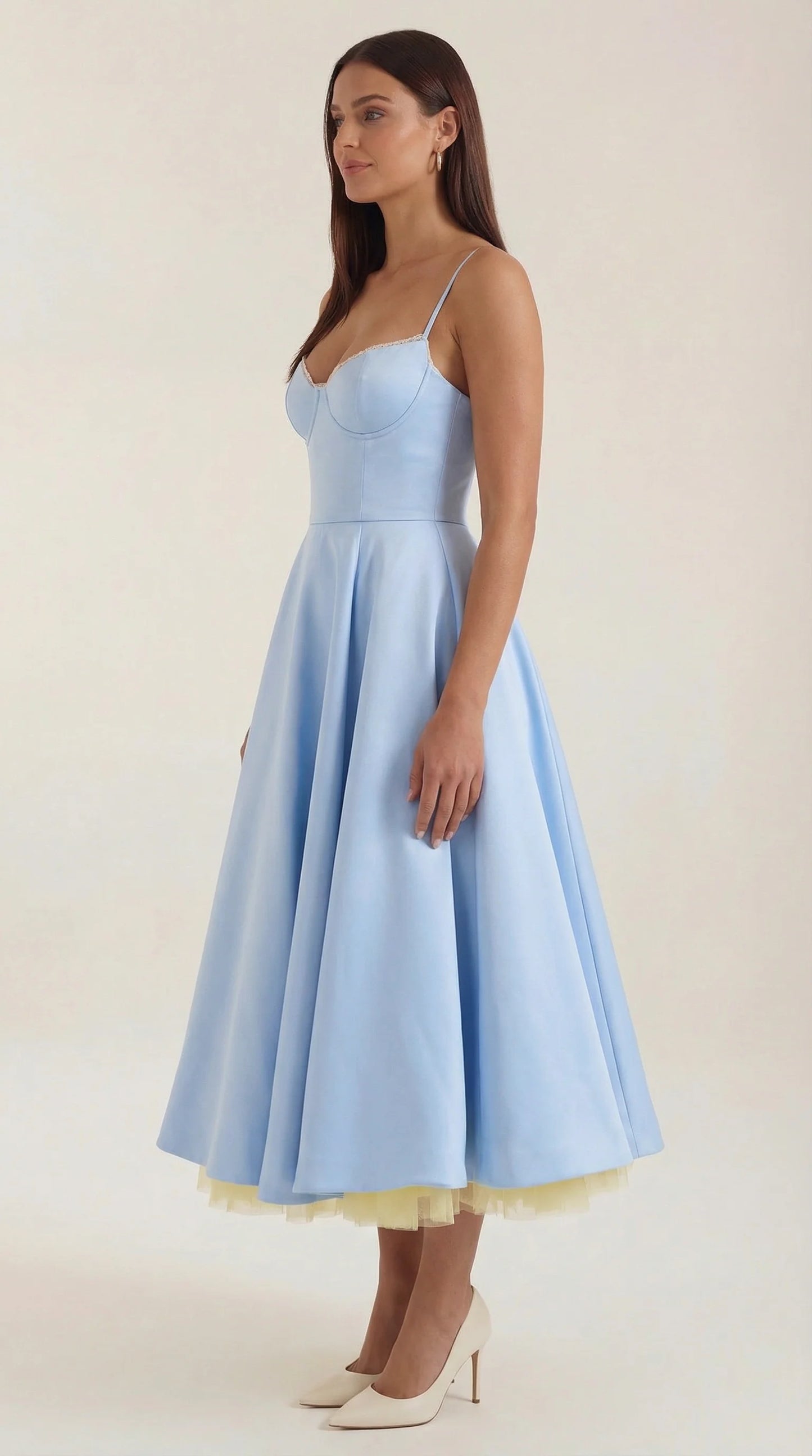 Women's Midi Dress | Sweetheart Neck Fit And Flare Bridal Shower Wear