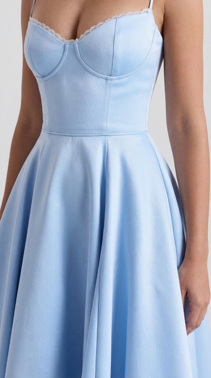 Women's Midi Dress | Sweetheart Neck Fit And Flare Bridal Shower Wear
