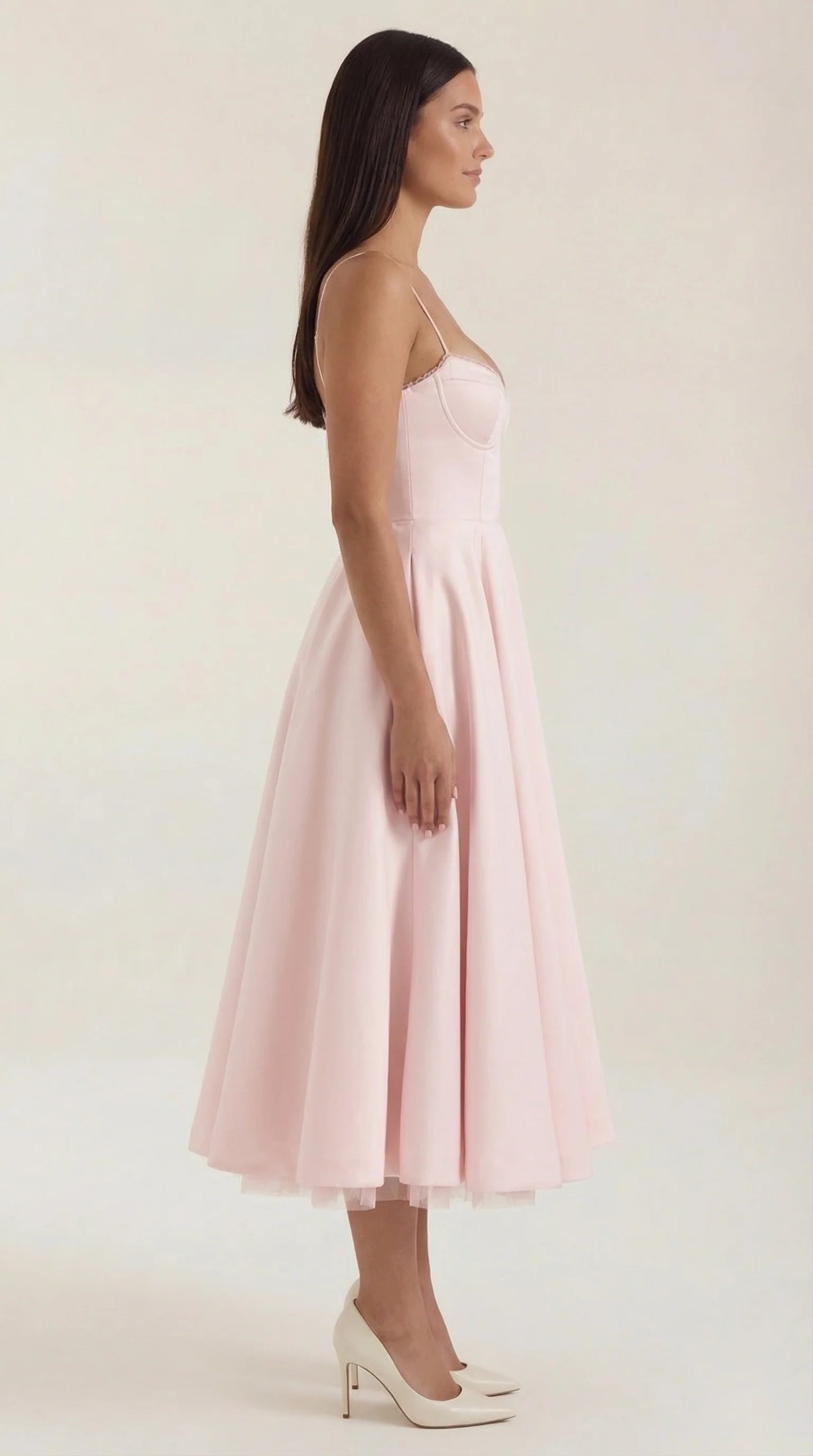 Women's Midi Dress | Sweetheart Neck Fit And Flare Bridal Shower Wear