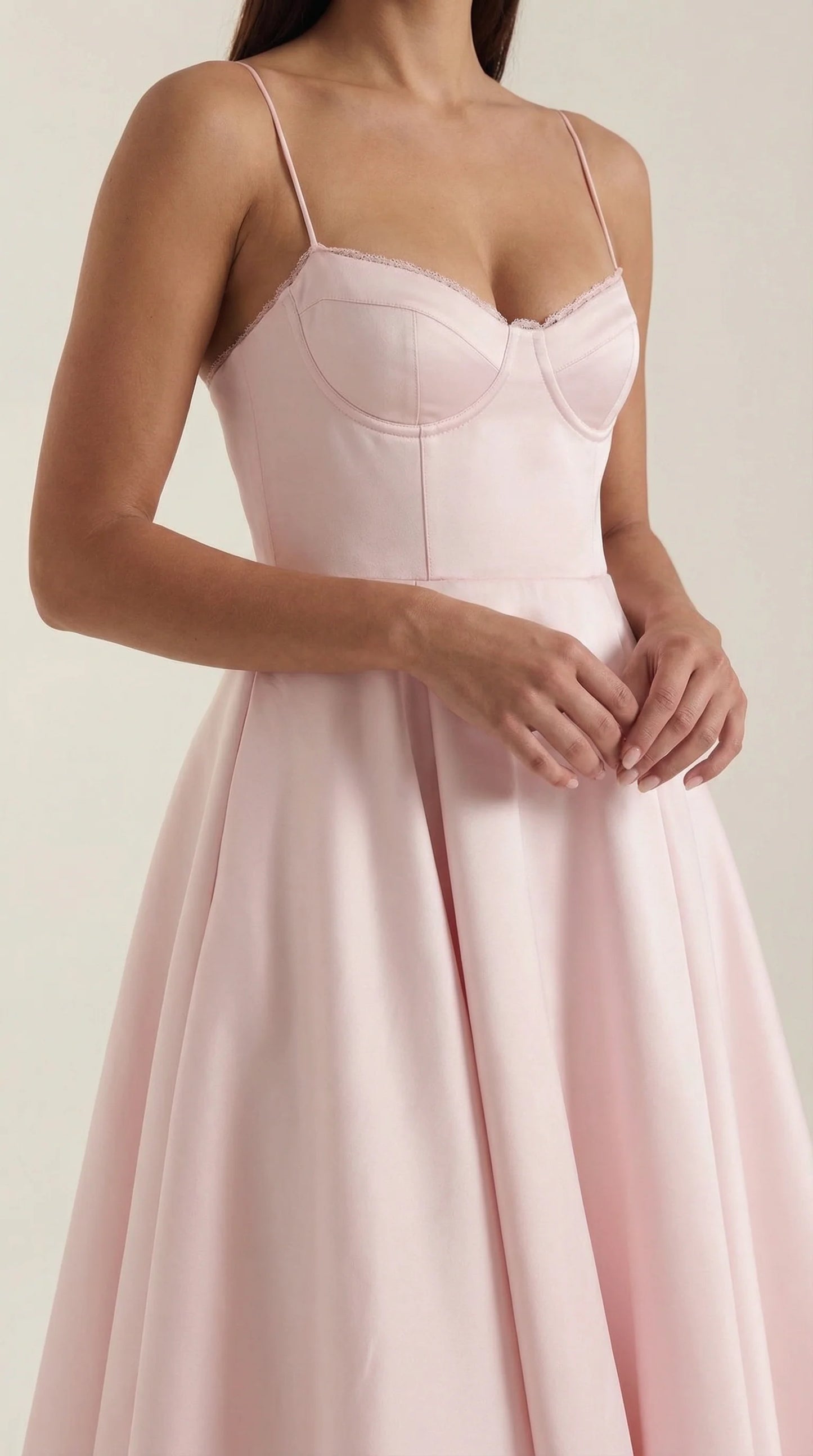 Women's Midi Dress | Sweetheart Neck Fit And Flare Bridal Shower Wear