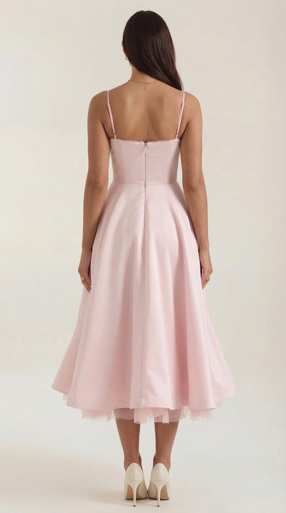 Women's Midi Dress | Sweetheart Neck Fit And Flare Bridal Shower Wear