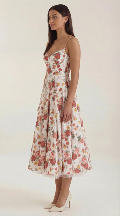 Women's Midi Dress | Sweetheart Neck Fit And Flare Bridal Shower Wear