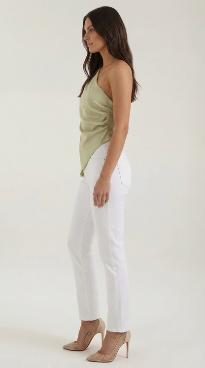 One-Shoulder Sleeveless Top - Lightweight Fabric - Casual Wear - Perfect for Summer Outings - Image 2