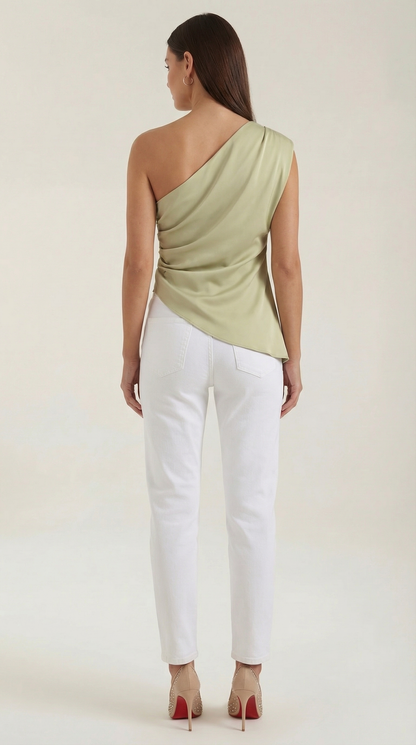 One-Shoulder Sleeveless Top - Lightweight Fabric - Casual Wear - Perfect for Summer Outings - Image 4