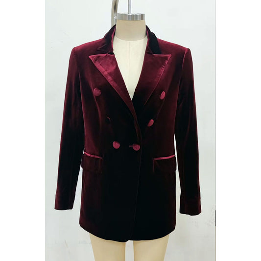 Women's Plain Blazer | Double Breasted Long Sleeve Office Wear-Women Blazer-Sasha Sydney
