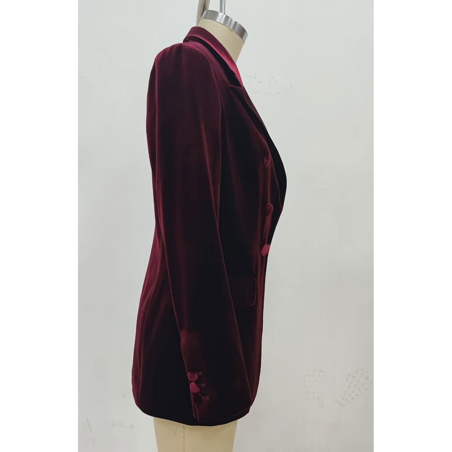 Velvet Double Breasted Blazer –Plum - Image 3