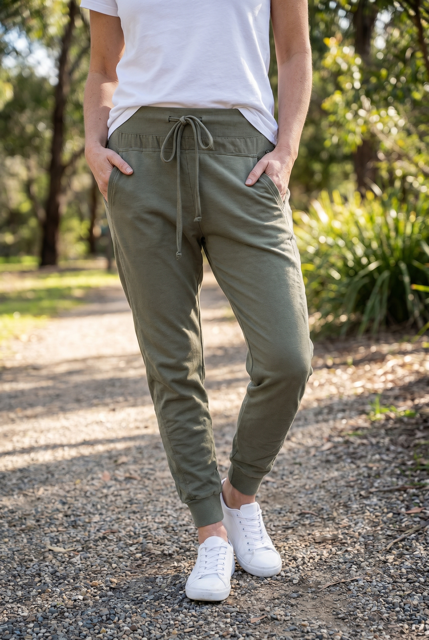Women's Plain Joggers | Drawstring Pocket Lounge Trousers