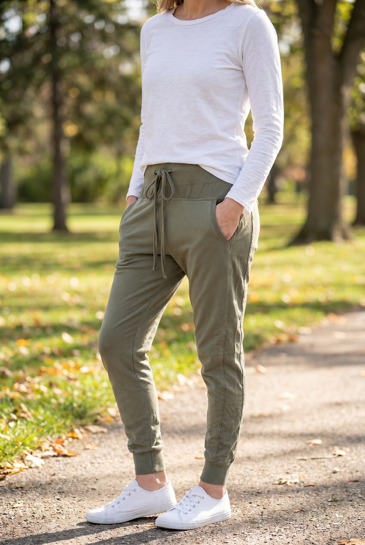 Women's Plain Joggers | Drawstring Pocket Lounge Trousers