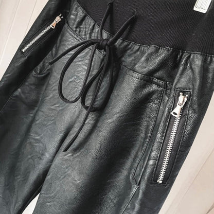 VEGAN LEATHER MIX ULTIMATE JOGGERS | BLACK - Image 3