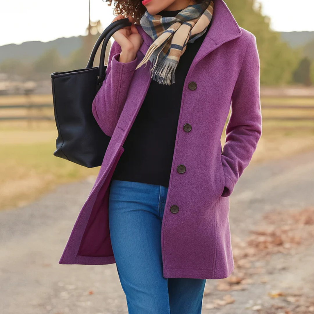 Helga | Damen Klassischer Wintermantel mit Knopfleiste vorne - Image 2