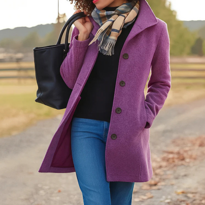 Helga | Damen Klassischer Wintermantel mit Knopfleiste vorne - Image 2