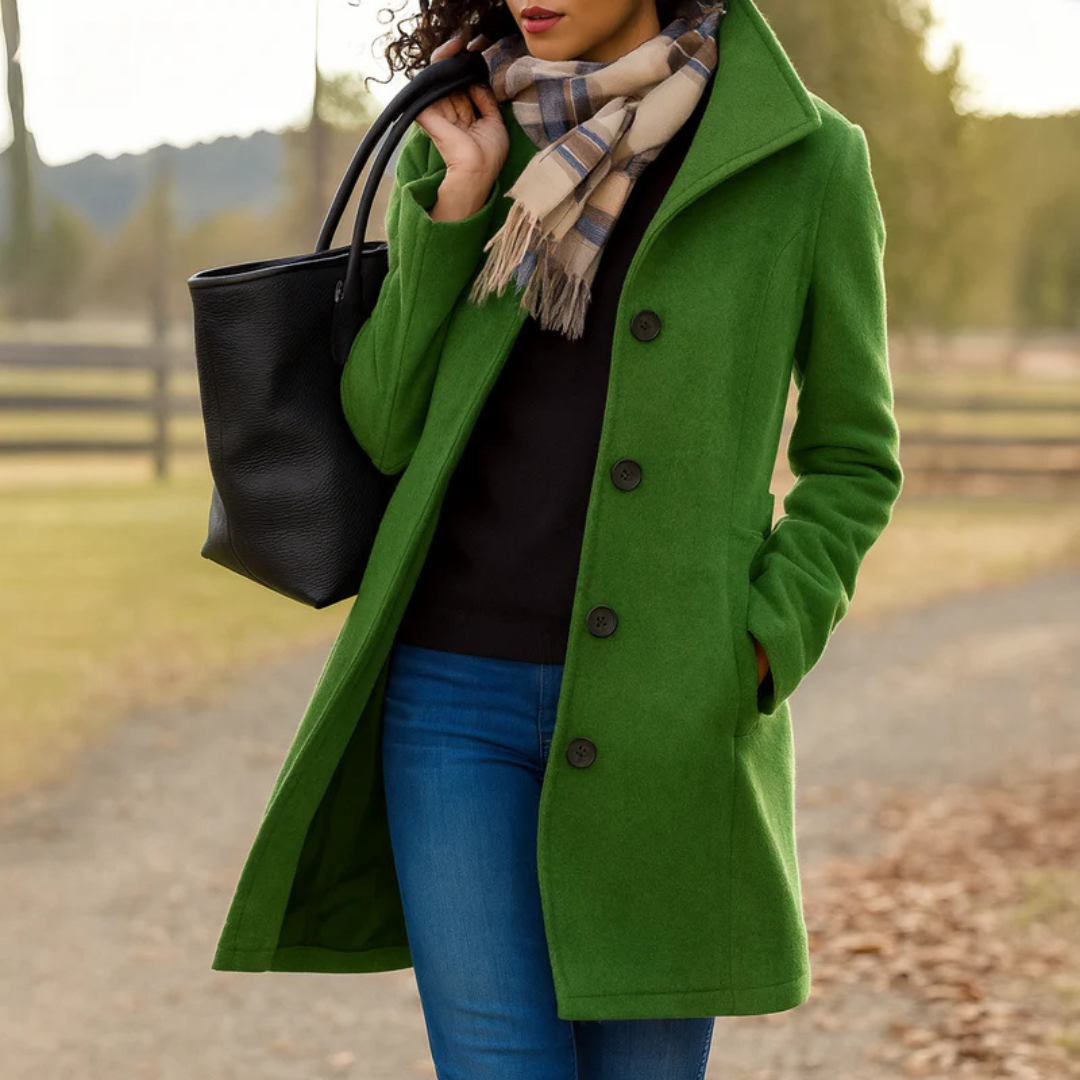 Helga | Damen Klassischer Wintermantel mit Knopfleiste vorne - Image 3