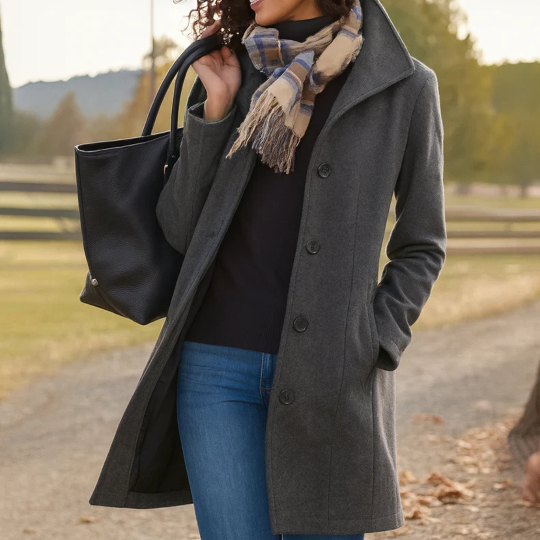 Helga | Damen Klassischer Wintermantel mit Knopfleiste vorne - Image 4