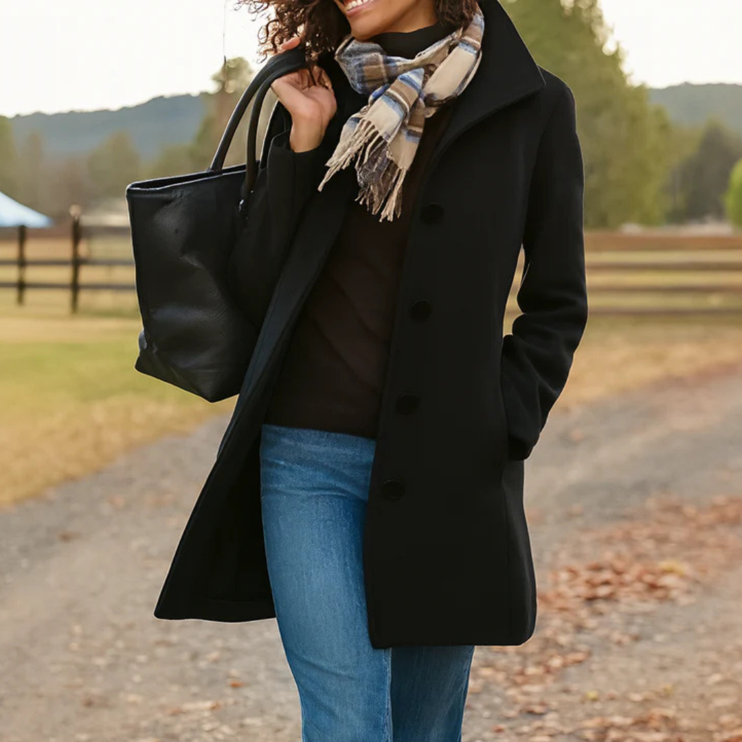 Helga | Damen Klassischer Wintermantel mit Knopfleiste vorne - Image 5