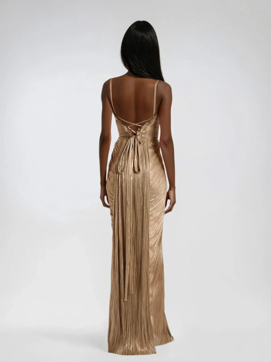 Metallic Corset Maxi Dress - Elegant Evening Wear for Special Occasions - Image 2