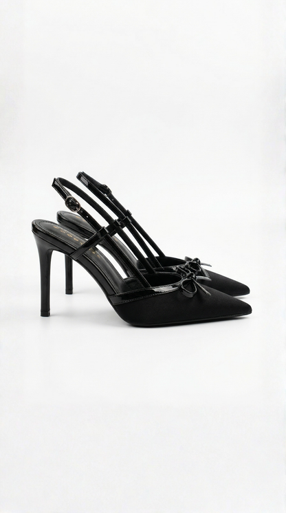 Satin Bow Pumps for Women - Elegant Evening Footwear - Stylish Dress Shoes