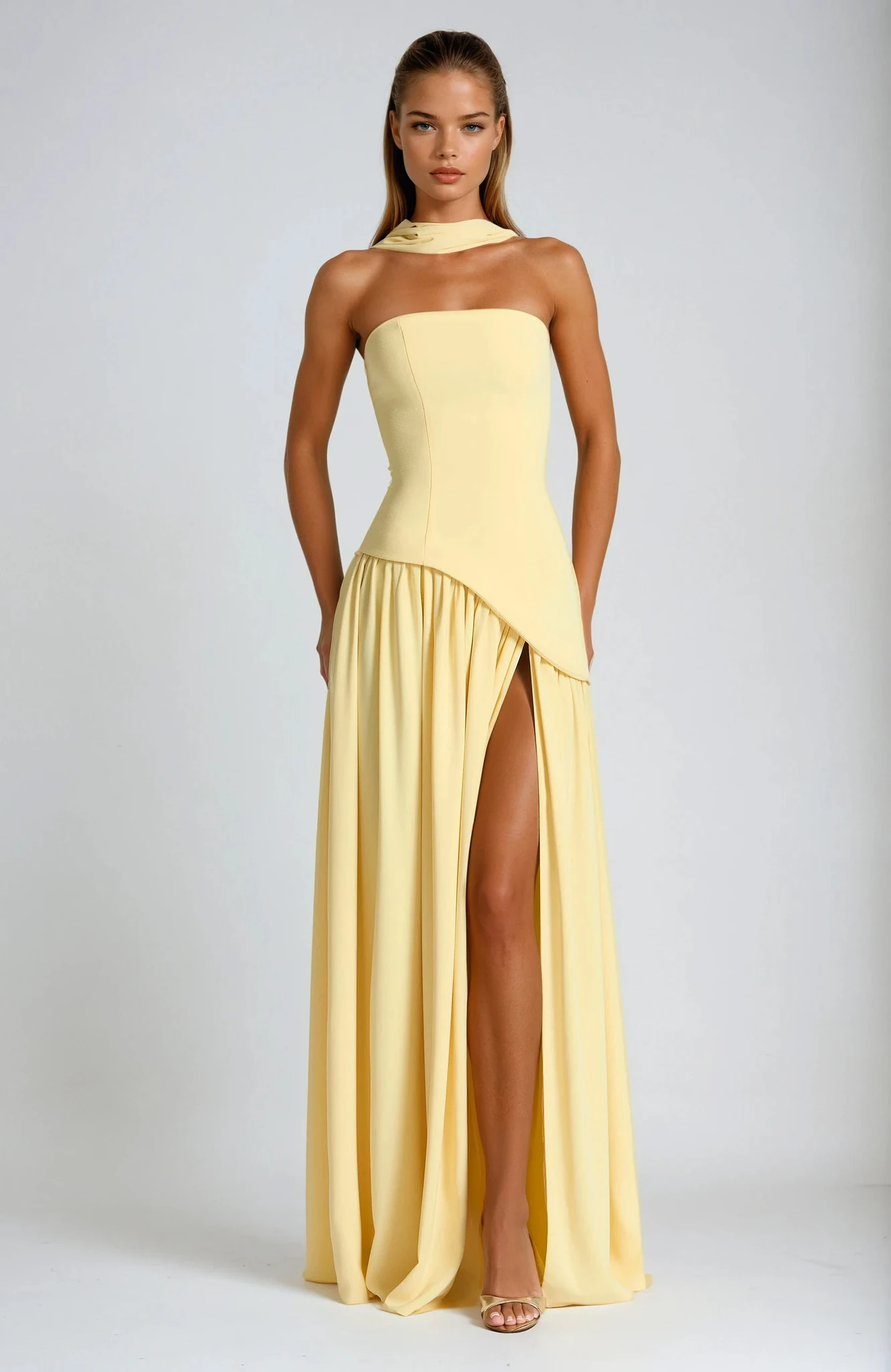 Strapless Maxi Dress in Lightweight Fabric for Summer Events and Casual Outings