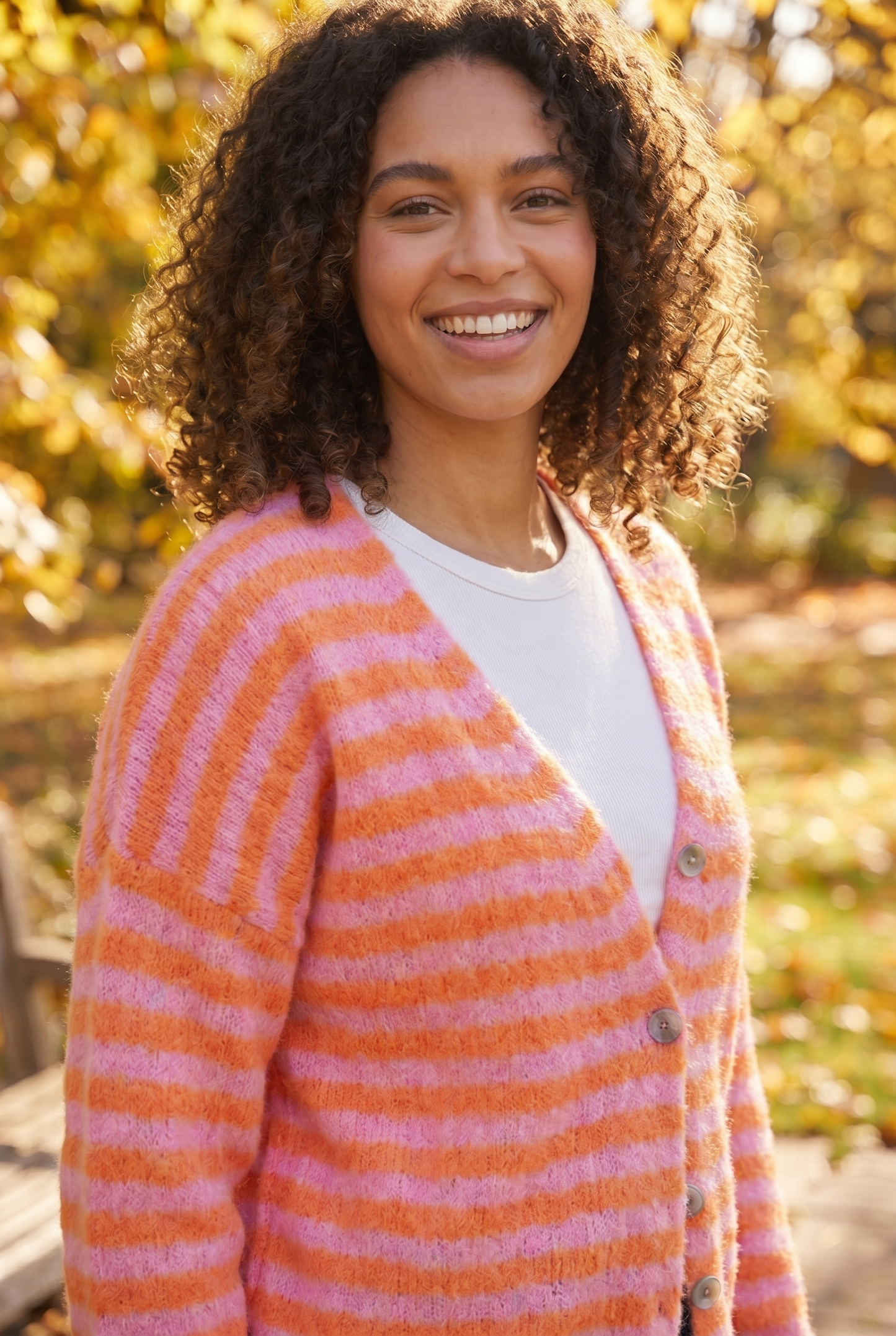 Women's Striped Cardigan | Button Front V Neck Layering Knitwear