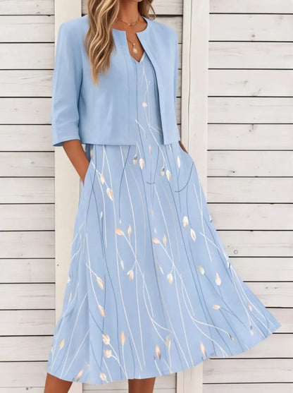 Floral Print Two-Piece Midi Dress Women UK – Garden Party Summer Outfit, Wedding Guest - Image 2