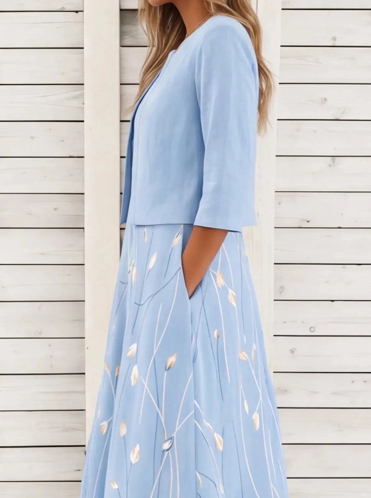 Floral Print Two-Piece Midi Dress Women UK – Garden Party Summer Outfit, Wedding Guest - Image 5