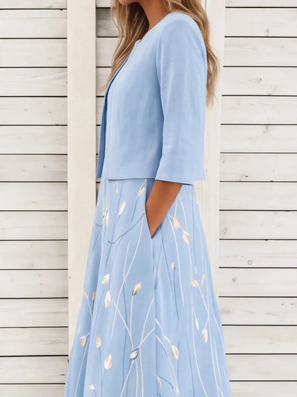 Floral Print Two-Piece Midi Dress Women UK – Garden Party Summer Outfit, Wedding Guest - Image 5