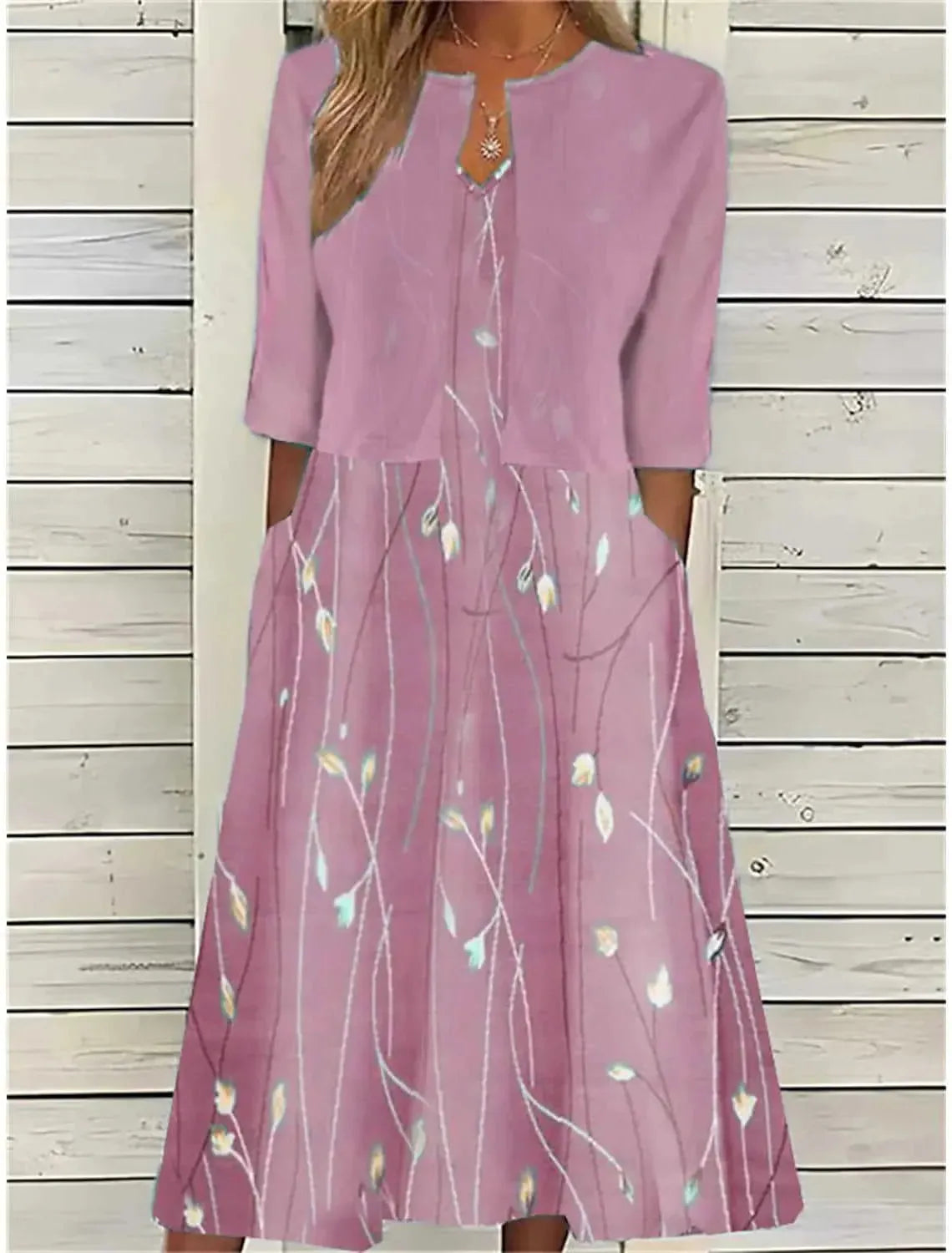 Floral Print Two-Piece Midi Dress Women UK – Garden Party Summer Outfit, Wedding Guest - Image 7